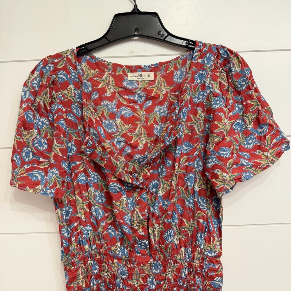 Natural Life Red Olive Leaf Bella Maxi Dress Size Medium 23183 - Picture 7 of 11